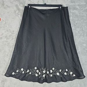 Carole Little‎ Skirt Womens 14 Black Jewled Casual A Line Preppy Workwear